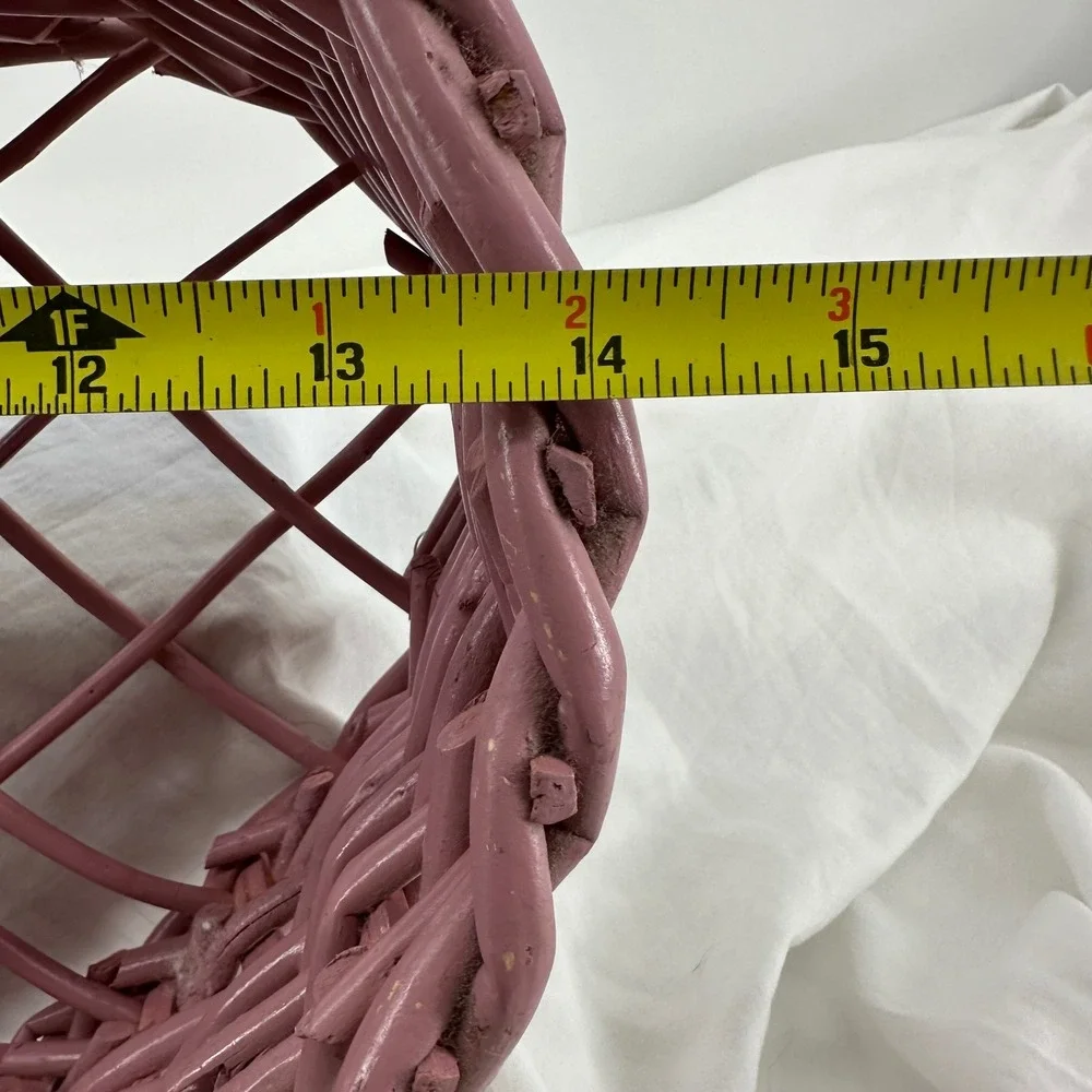 Wicker Heart Basket Mauve Purple Excellent Woven Storage Decor Cottagecore Boho